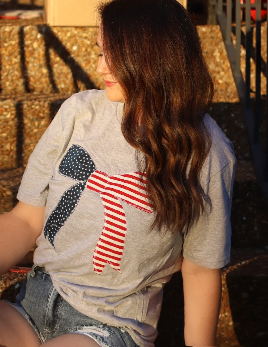 Patriotic Flag Bow Short Sleeve