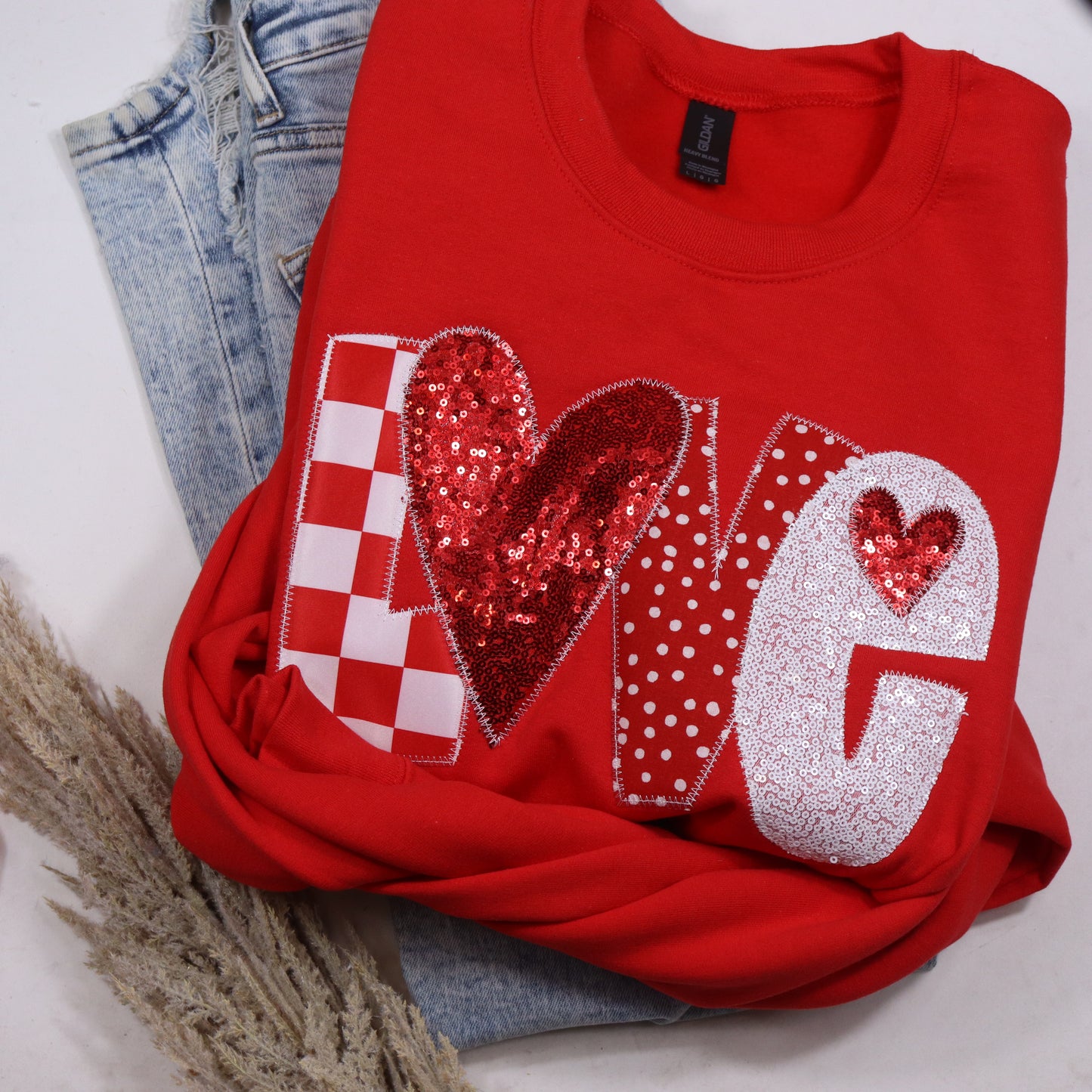 Love Heart Modge Podge Valentine Sweatshirt