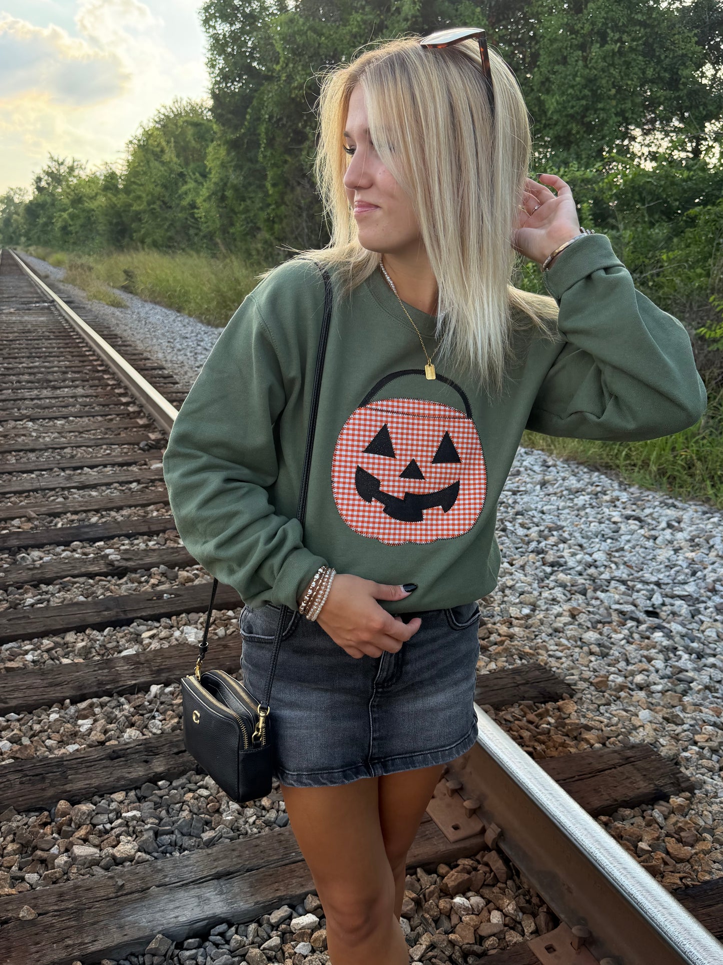 Orange Plaid Pumpkin Bucket Sweatshirt