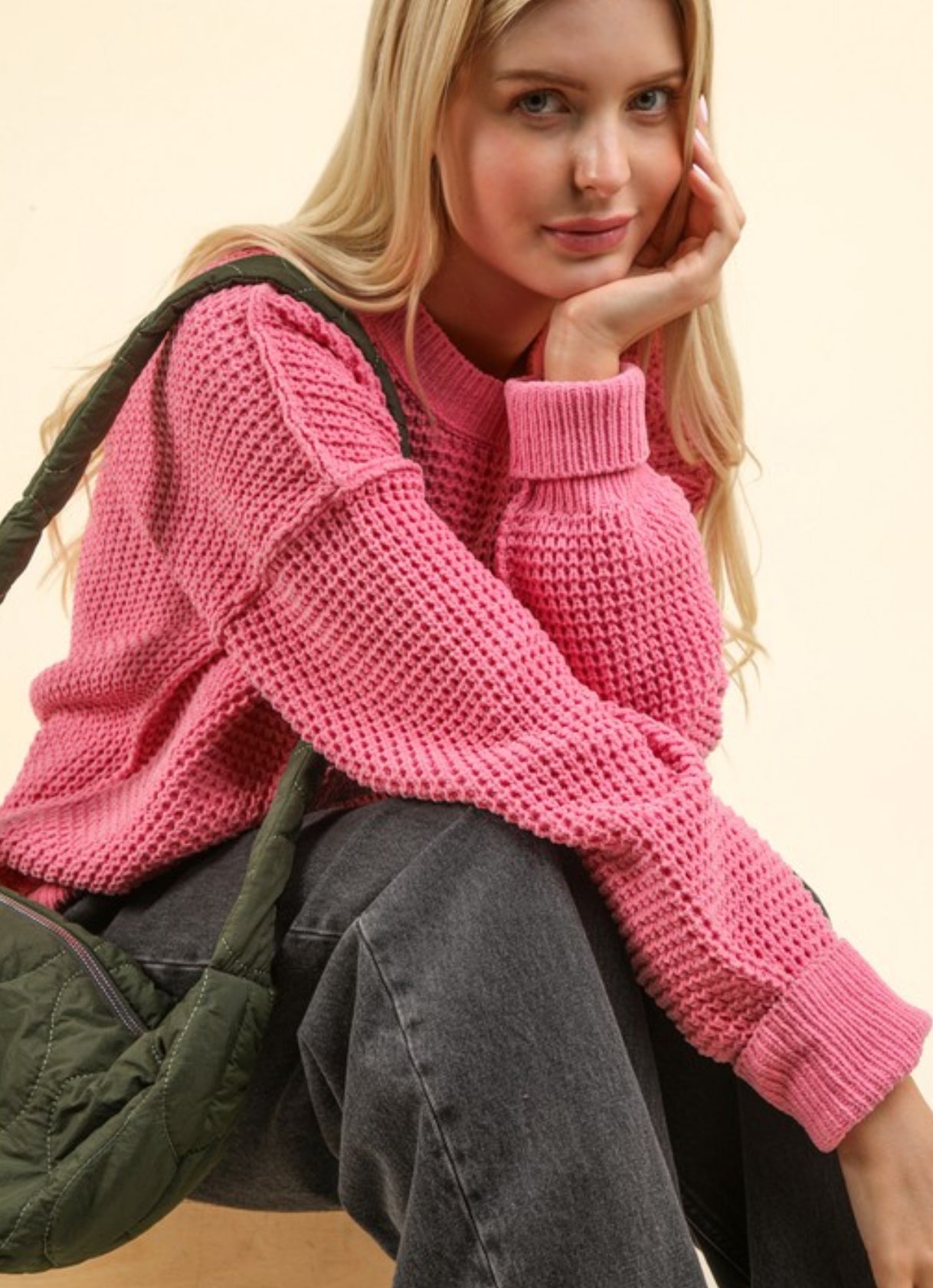 Pink Oversized Knit Sweater