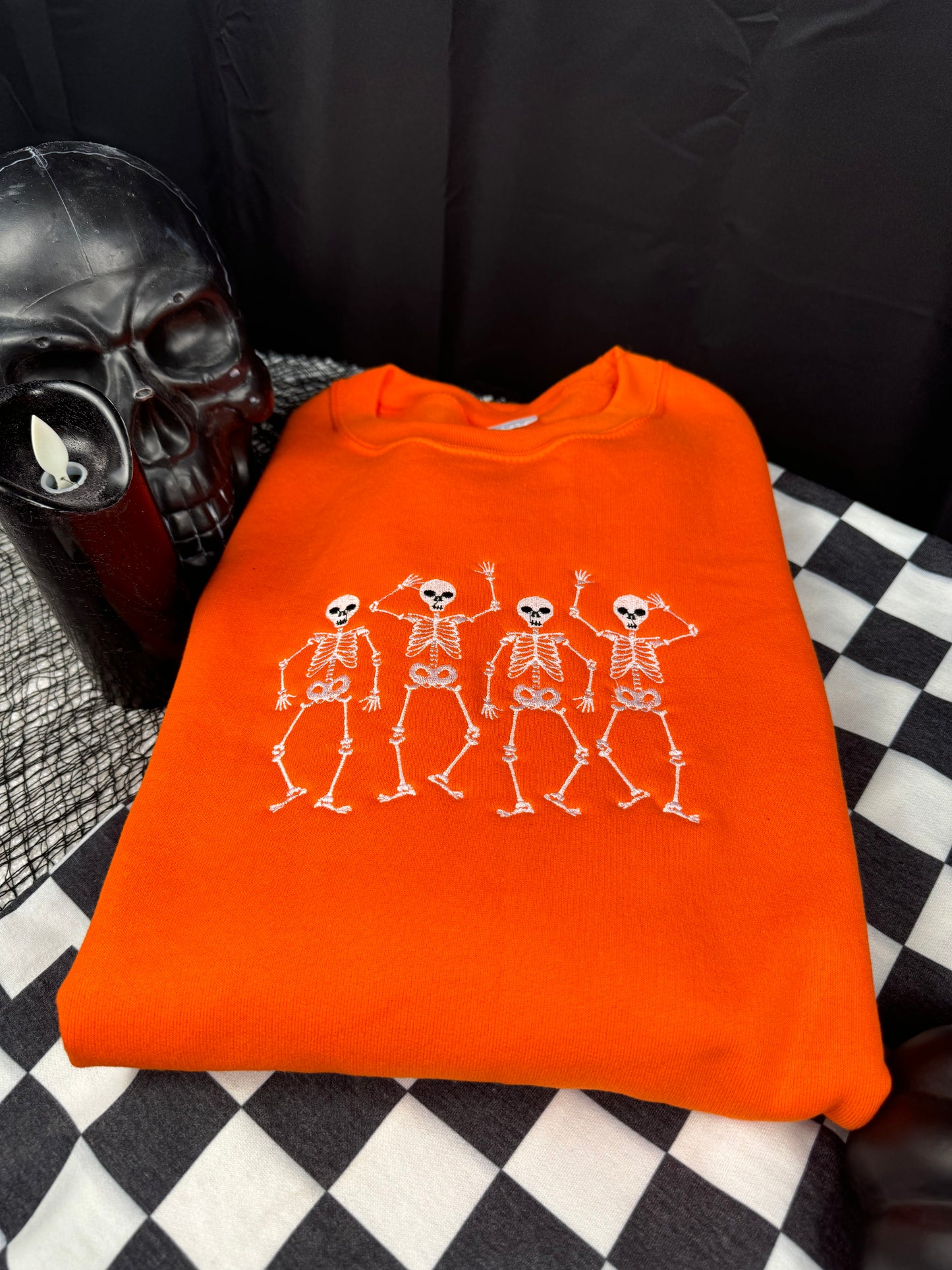 Orange Spooky Scary Skeletons Sweatshirt