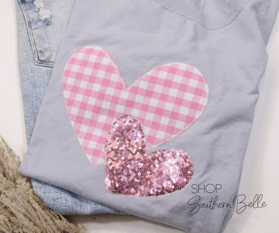 Silver Double Heart Short Sleeve