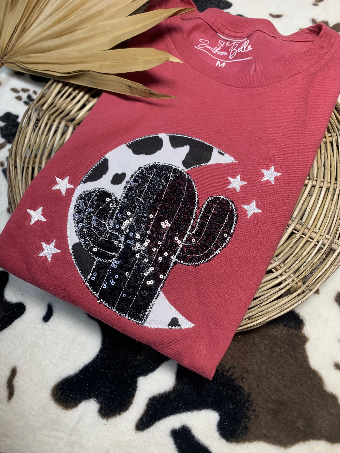 Western Cactus Dancing In The Moonlight Short Sleeve
