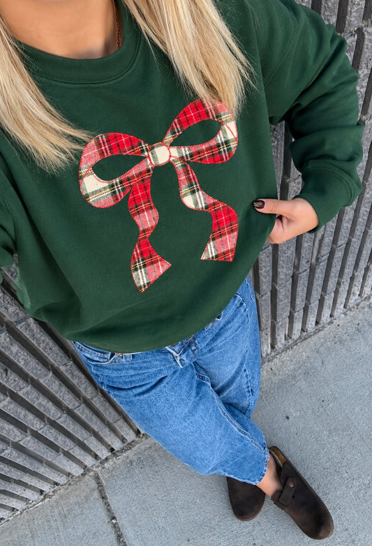Plaid Christmas Bow Sweatshirt