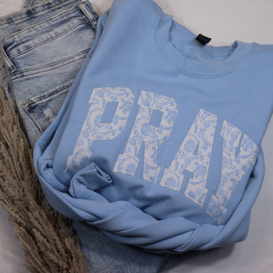 Light Blue Floral Pray Sweatshirt