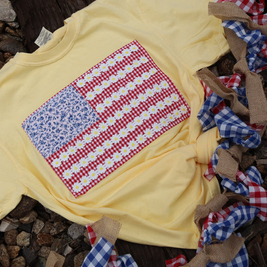 Yellow Floral Flag Short Sleeve