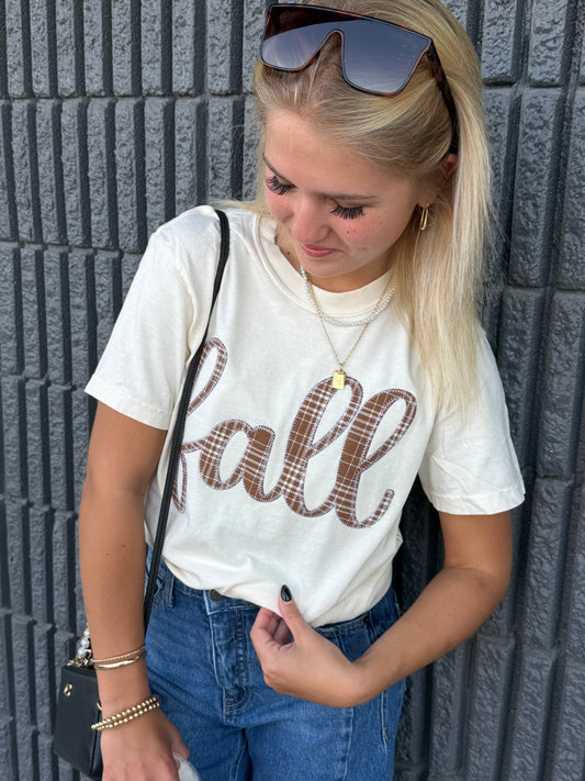 Cream Fall Plaid Short Sleeve