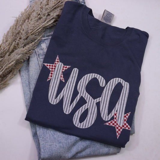 Denim Stripe USA Short Sleeve