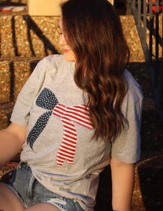 Patriotic Flag Bow Short Sleeve