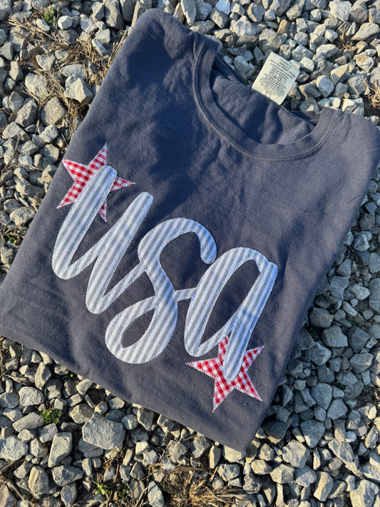 Denim Stripe USA Short Sleeve