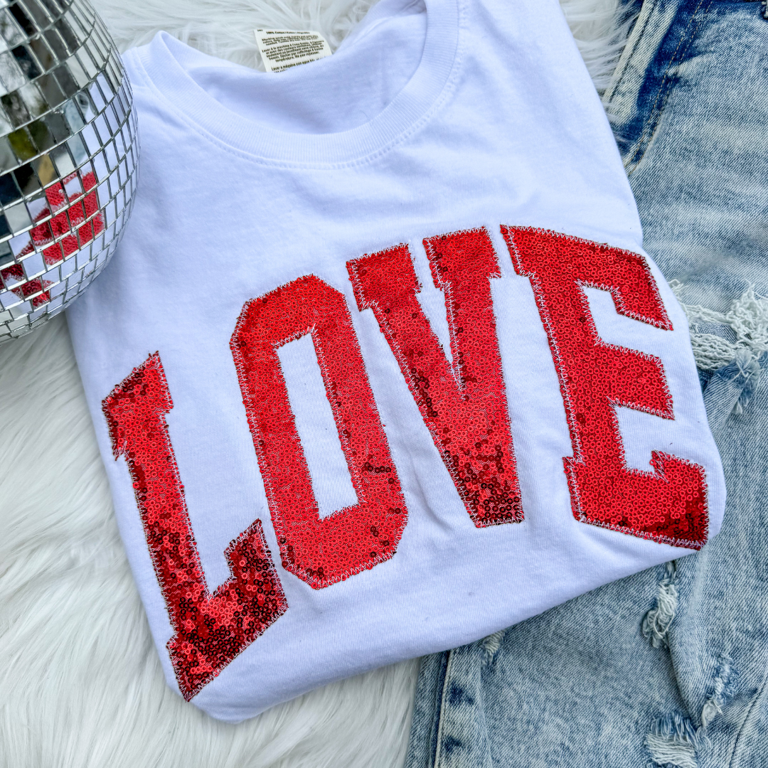 White Arched Love Short Sleeve