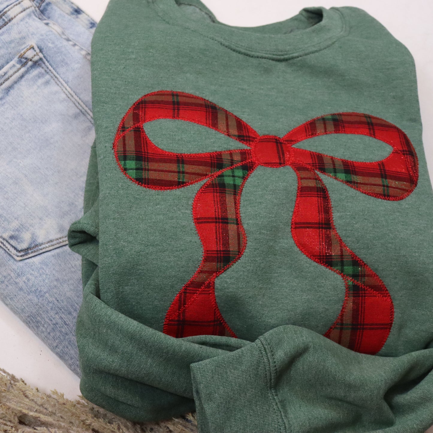 Plaid Christmas Bow Sweatshirt