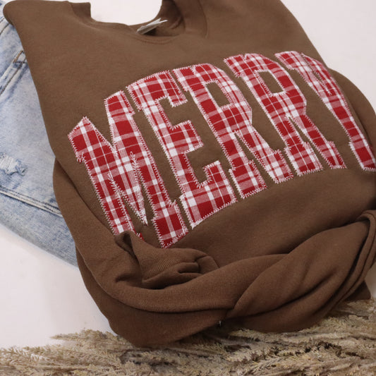 Red Plaid Merry Sweatshirt