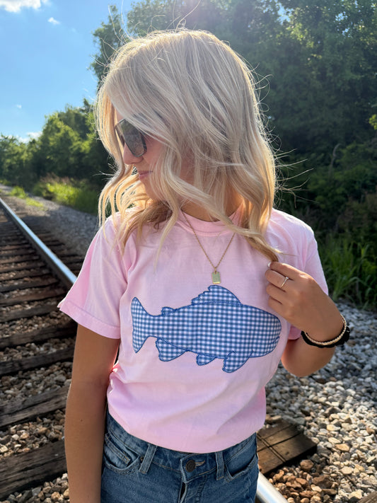 Pink Gingham Fish Short Sleeve