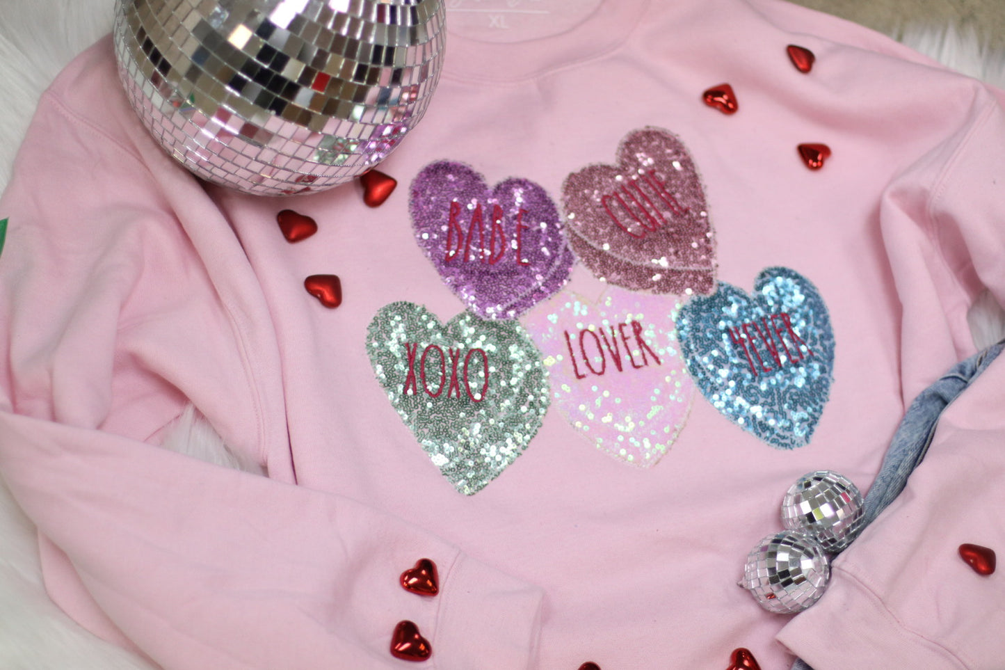 Bedazzled Sweatshirt- Pink - Heart of the South