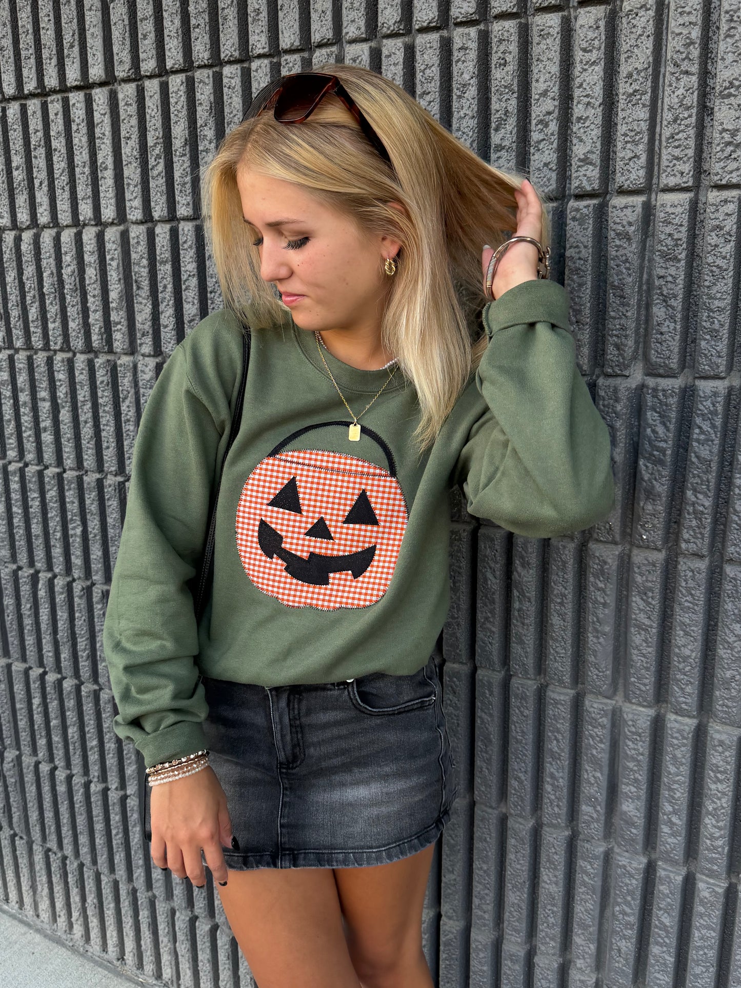 Orange Plaid Pumpkin Bucket Sweatshirt