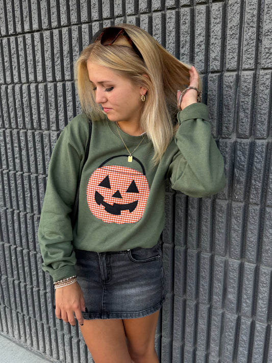 Orange Plaid Pumpkin Bucket Sweatshirt