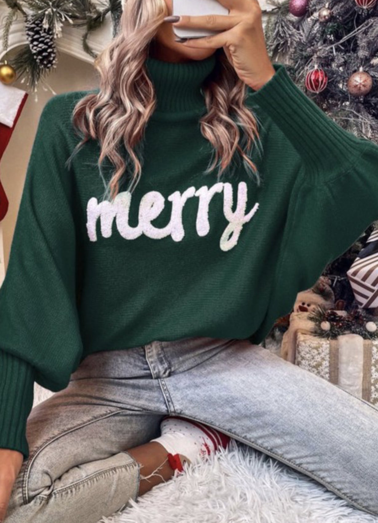 Green Merry Knit Sweater