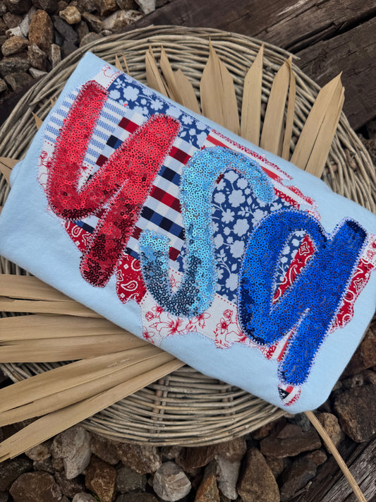 Patchwork America USA Short Sleeve