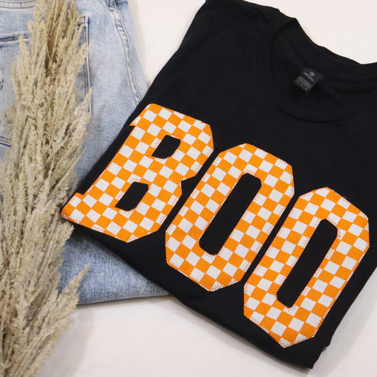 Orange Check Boo Short Sleeve