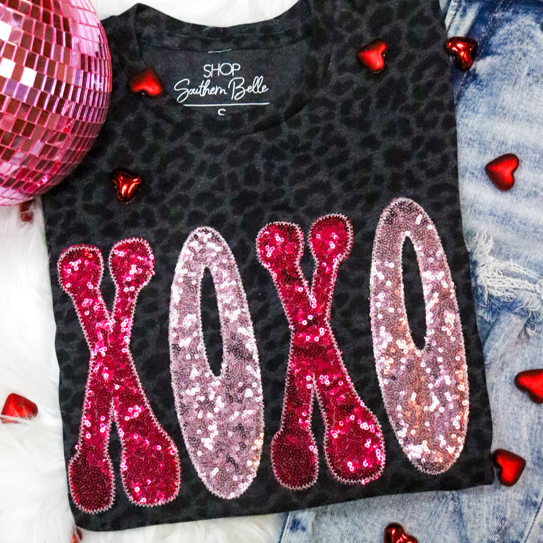 Black Leopard XOXO Short Sleeve