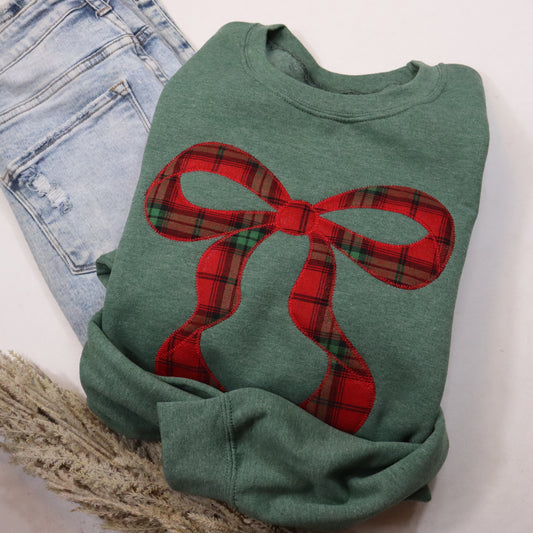 Plaid Christmas Bow Sweatshirt