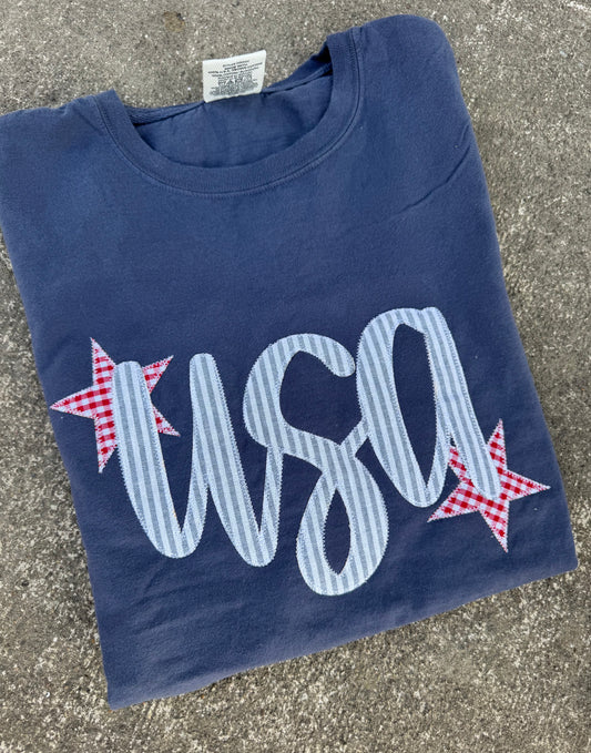 Denim Stripe USA Short Sleeve