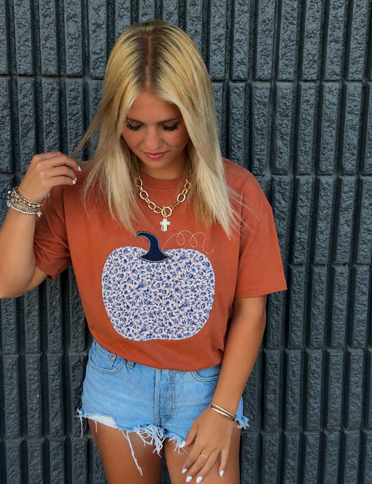Harvest Floral Pumpkin Short Sleeve