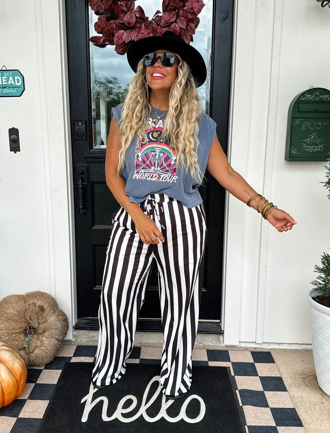 Black Vertical Stripe Pants