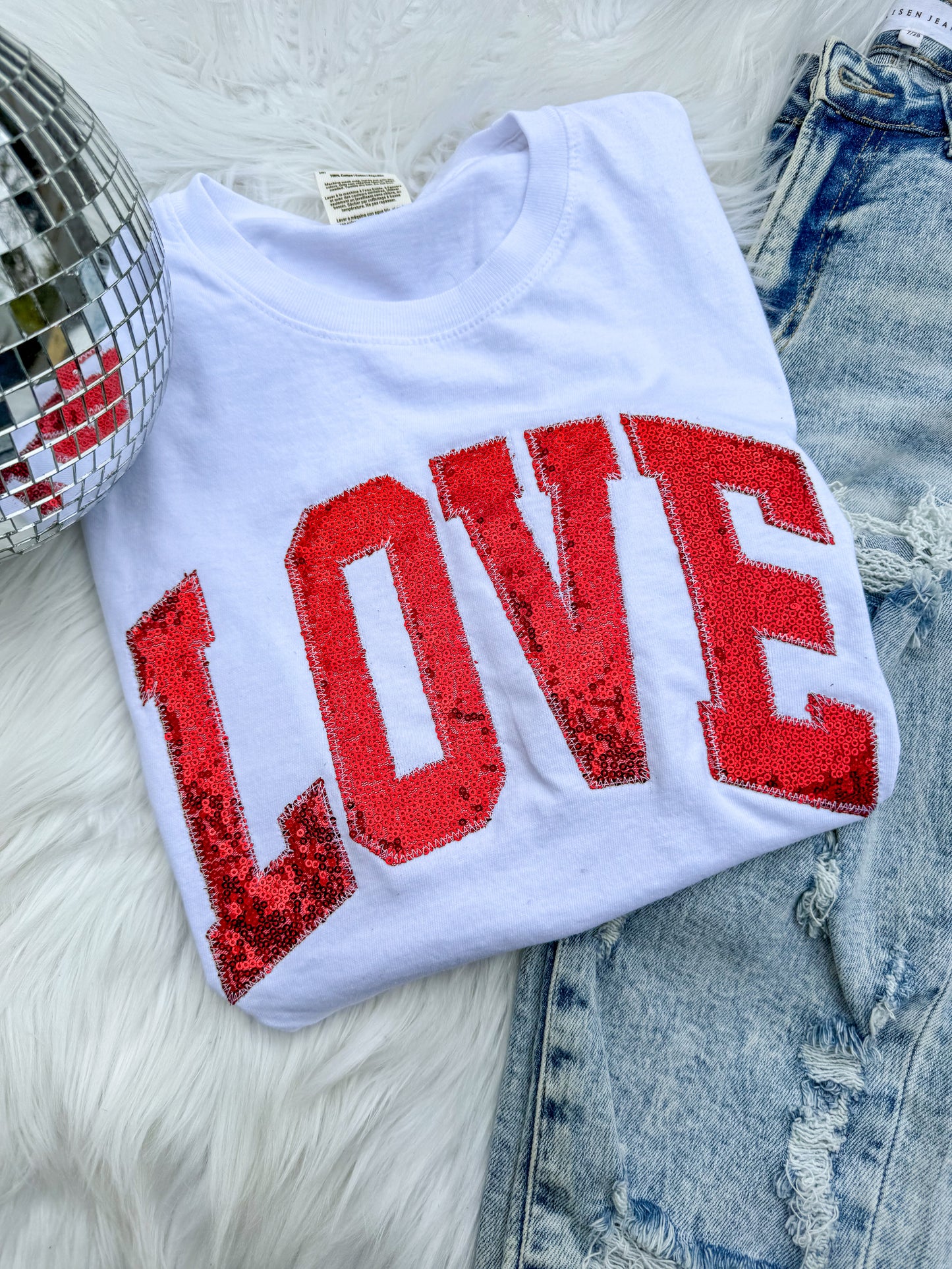 White Arched Love Short Sleeve