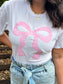 Pink Gingham Bow Short Sleeve