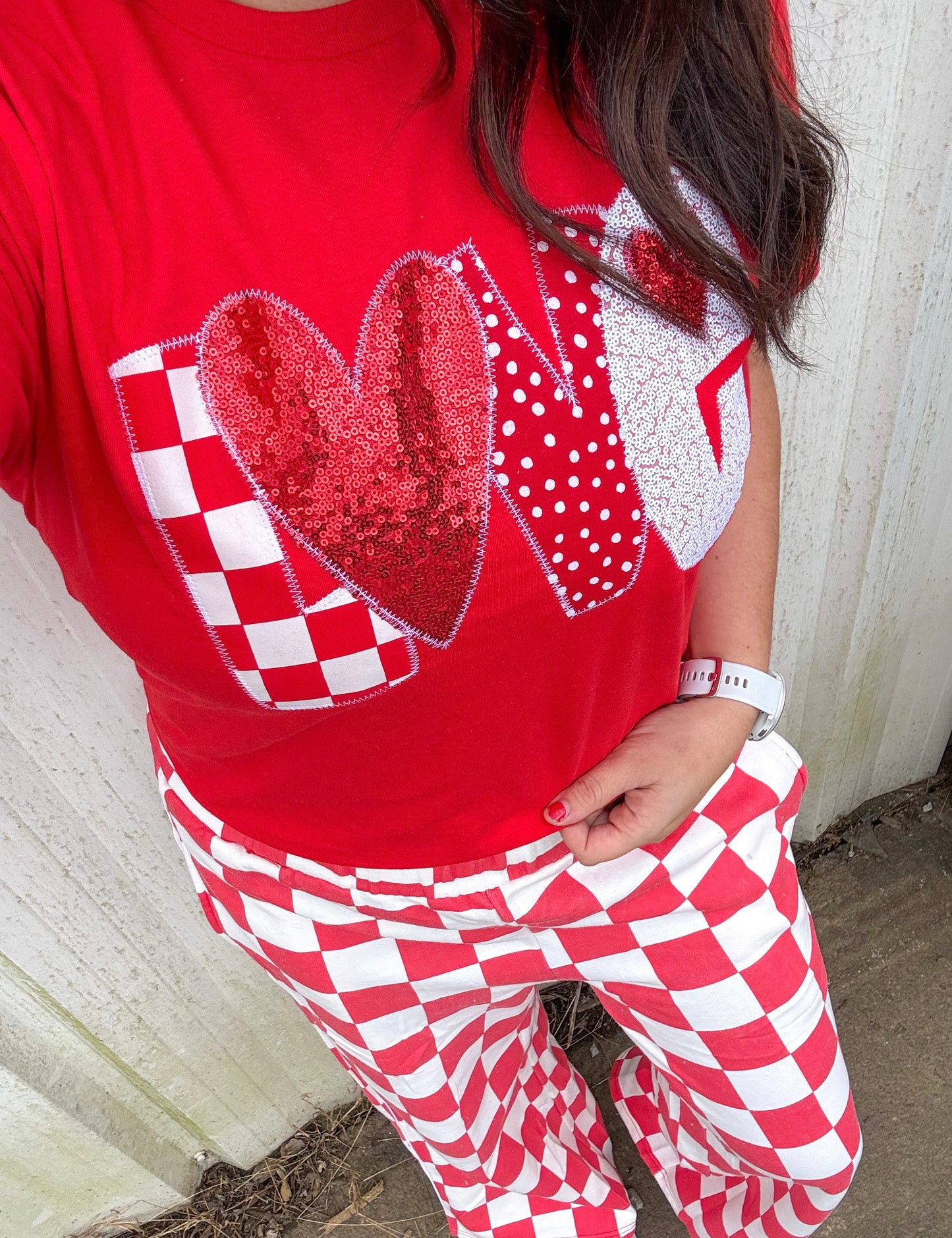 Love Heart Modge Podge Valentine Short Sleeve