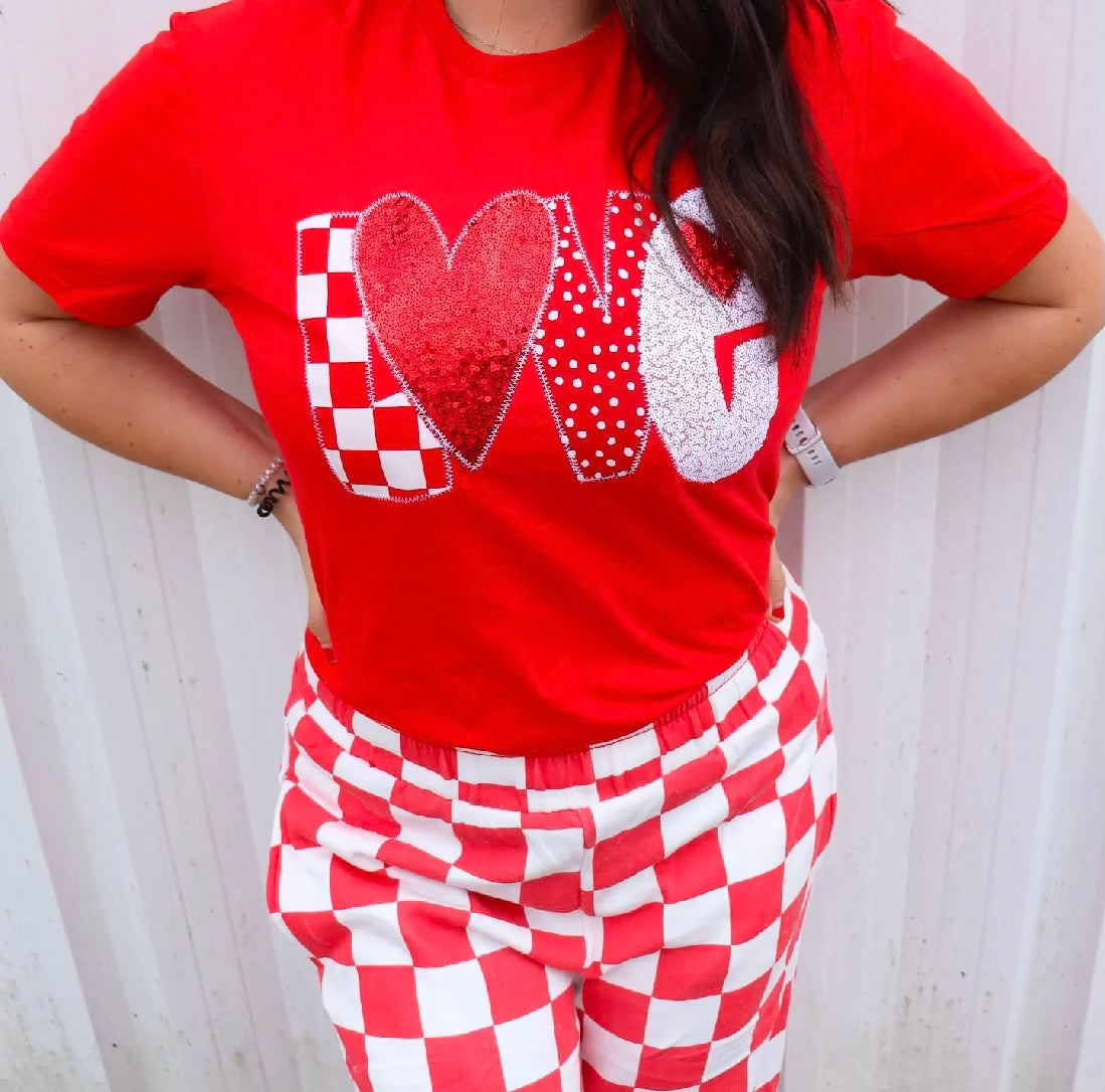 Love Heart Modge Podge Valentine Short Sleeve