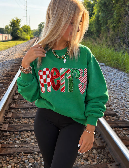 Green Merry Modge Podge Sweatshirt
