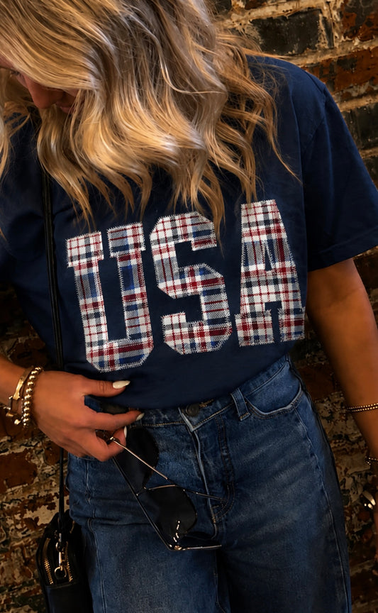 SALE Plaid USA Short Sleeve