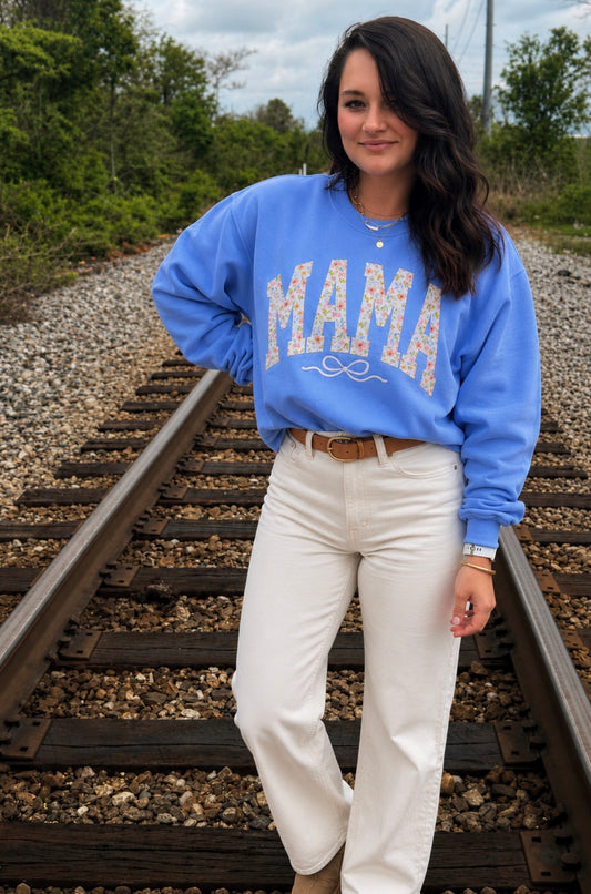 Light Blue Floral Mama Sweatshirt