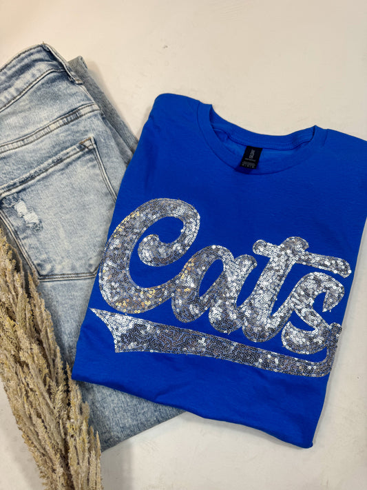 Cats Sequins Short Sleeve