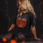 Halloween Pumpkin Black Leopard Short Sleeve