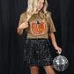 Halloween Pumpkin Brown Leopard Short Sleeve