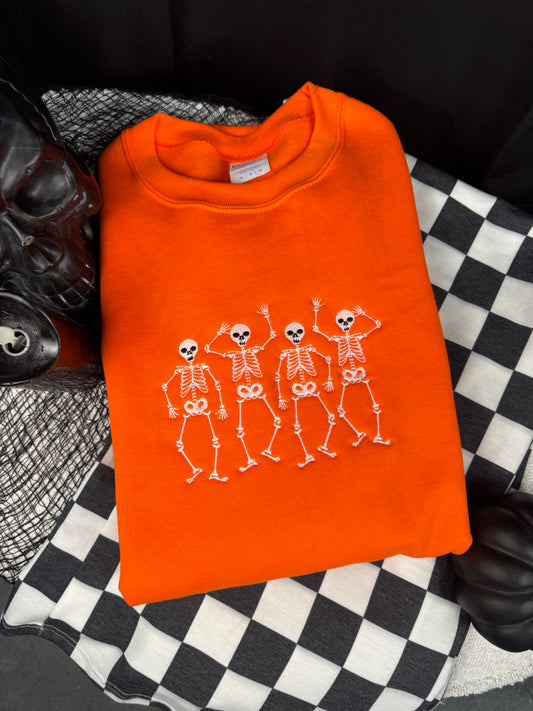Orange Spooky Scary Skeletons Sweatshirt