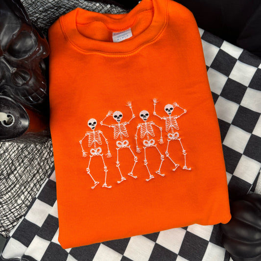 Orange Spooky Scary Skeletons Sweatshirt