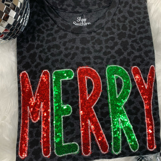 Merry in Black Cheetah Short Sleeve