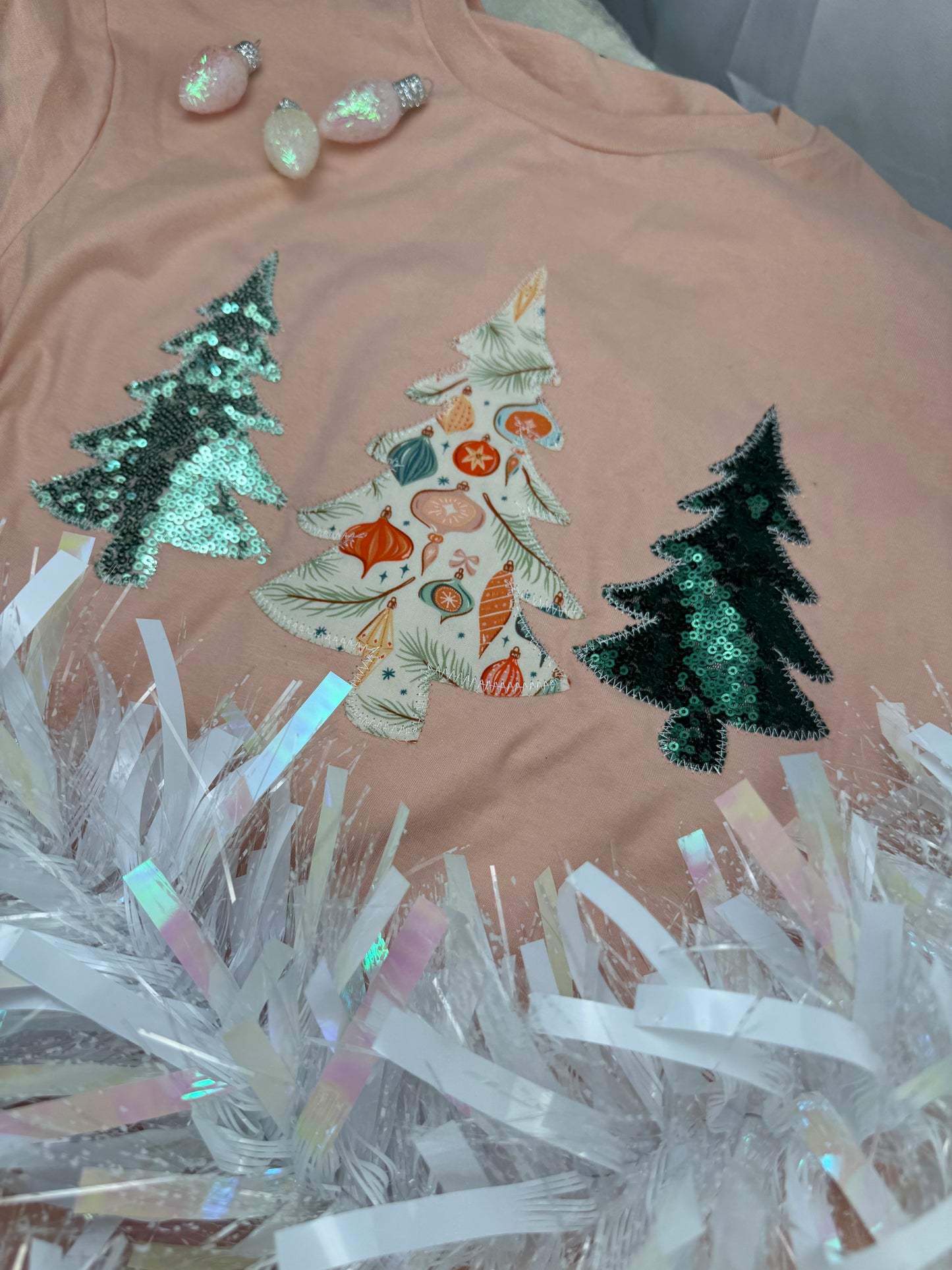 Peach Christmas Tree Trio Short Sleeve