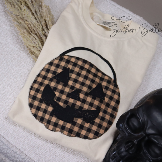 Brown Plaid Halloween Bucket Short Sleeve
