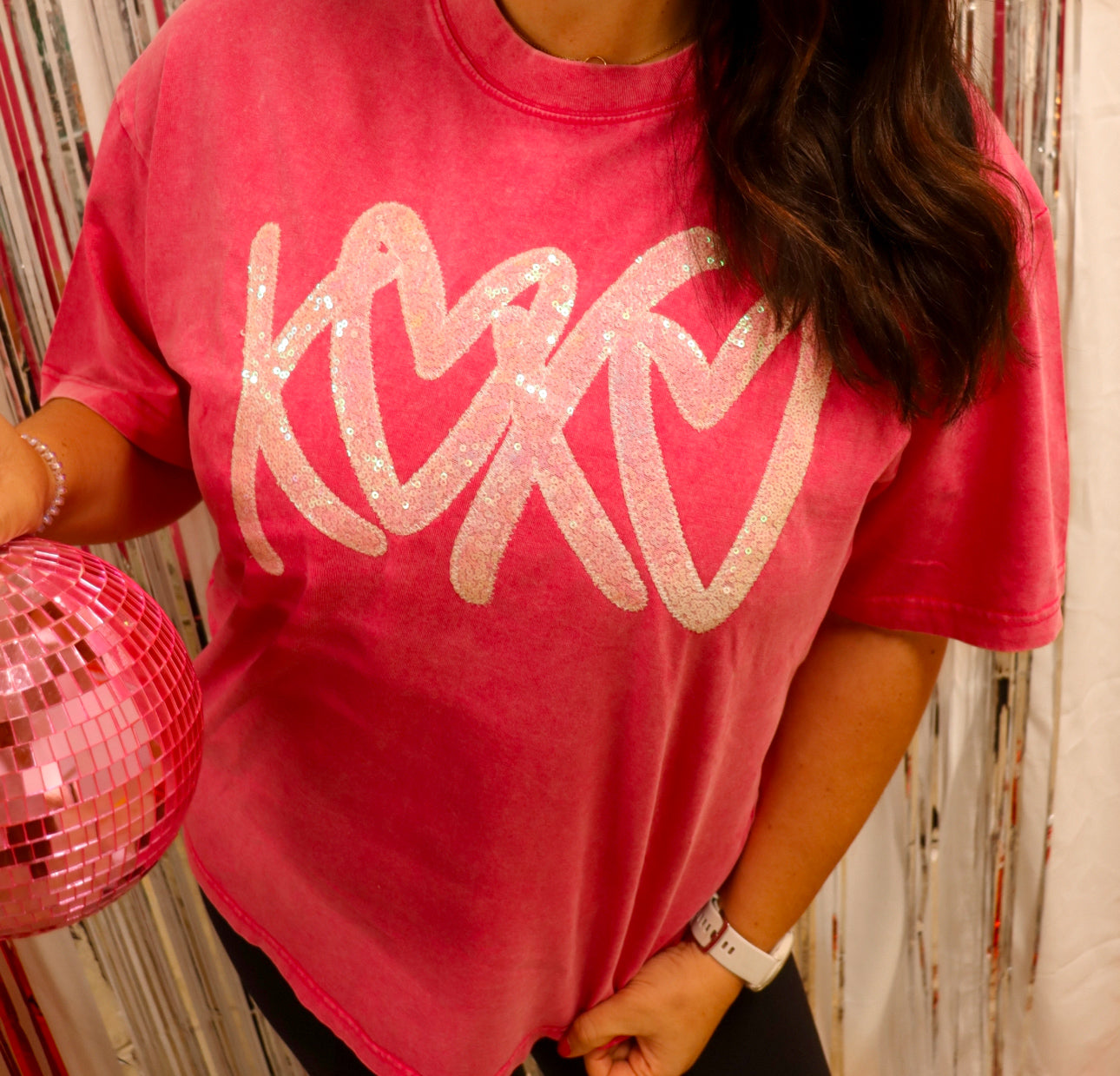 XOXO Pink Light Mineral Wash Short Sleeve