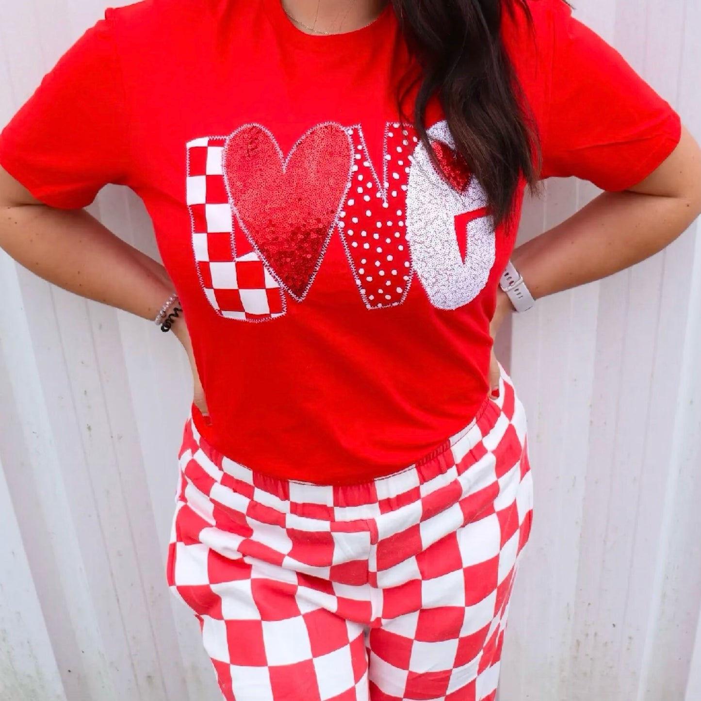 Love Heart Modge Podge Valentine Short Sleeve