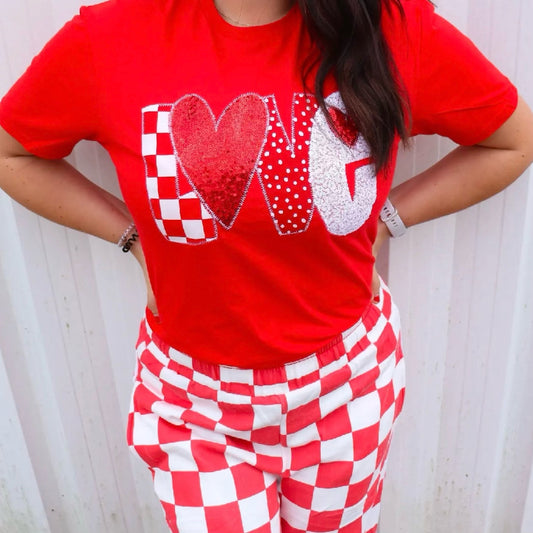 Love Heart Modge Podge Valentine Short Sleeve